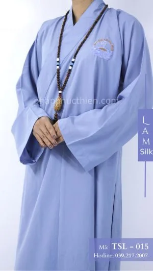 Pháp Phục Áo Tràng Vải Silk Màu Lam