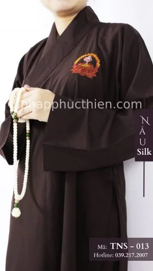 Pháp Phục Áo Tràng Vải Silk Màu Nâu