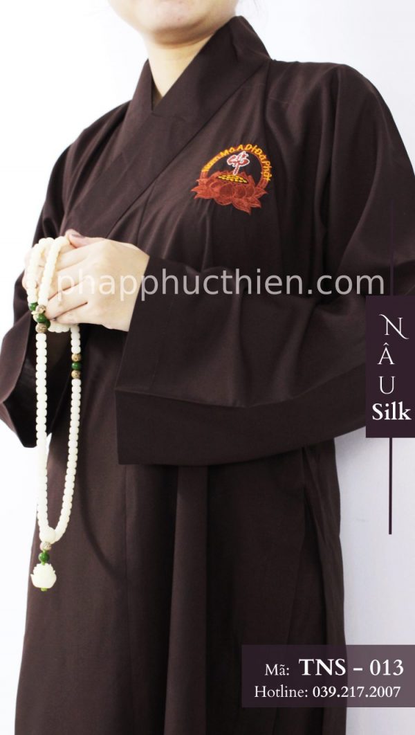 Áo Tràng Vải Silk Màu Nâu