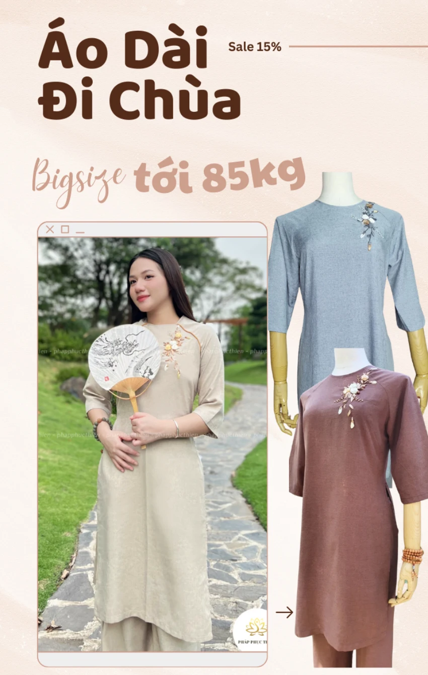 Áo dài đi chùa big size 3 màu