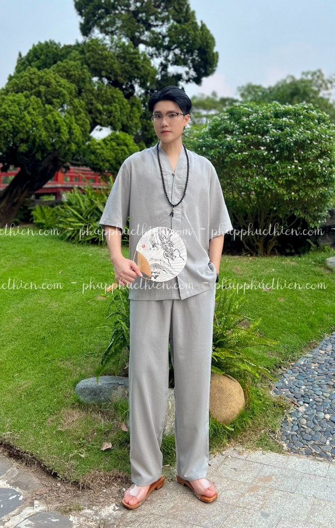 Pháp Phục Nhật Nam 1 Nút Màu Xám