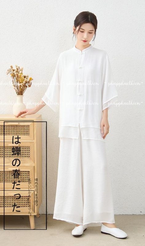 Pháp Phục Thiền Nữ Cao Cấp Màu Trắng