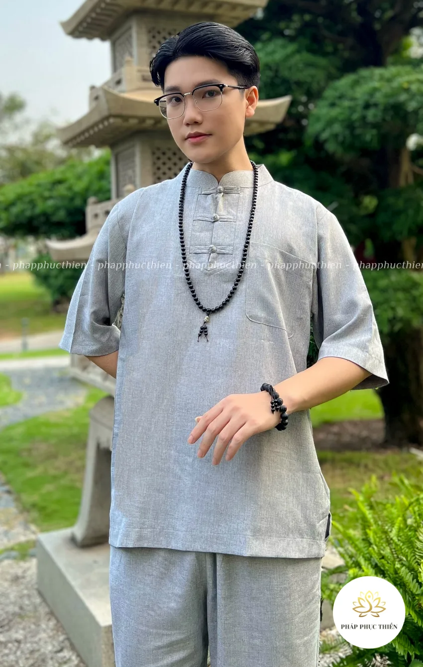 Pháp Phục Lãnh Tụ Nam 3 Nút Màu Lam