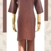 Áo dài cách tân đi chùa màu nâu, chất linen Ấn Độ thoáng mát