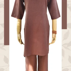 Áo dài cách tân đi chùa màu nâu, chất linen Ấn Độ thoáng mát
