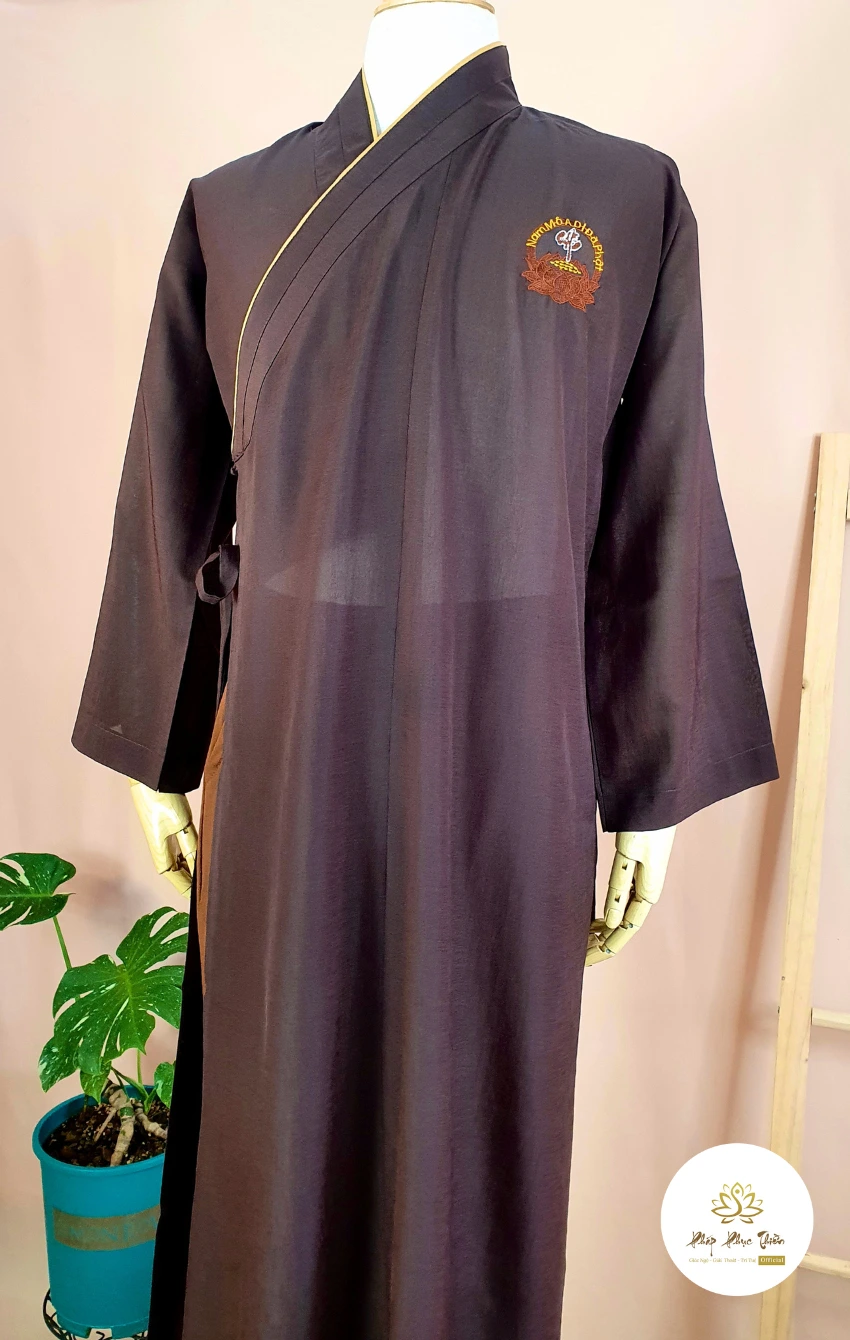 Áo tràng nâu vài Silk Đài Loan Cao Cấp