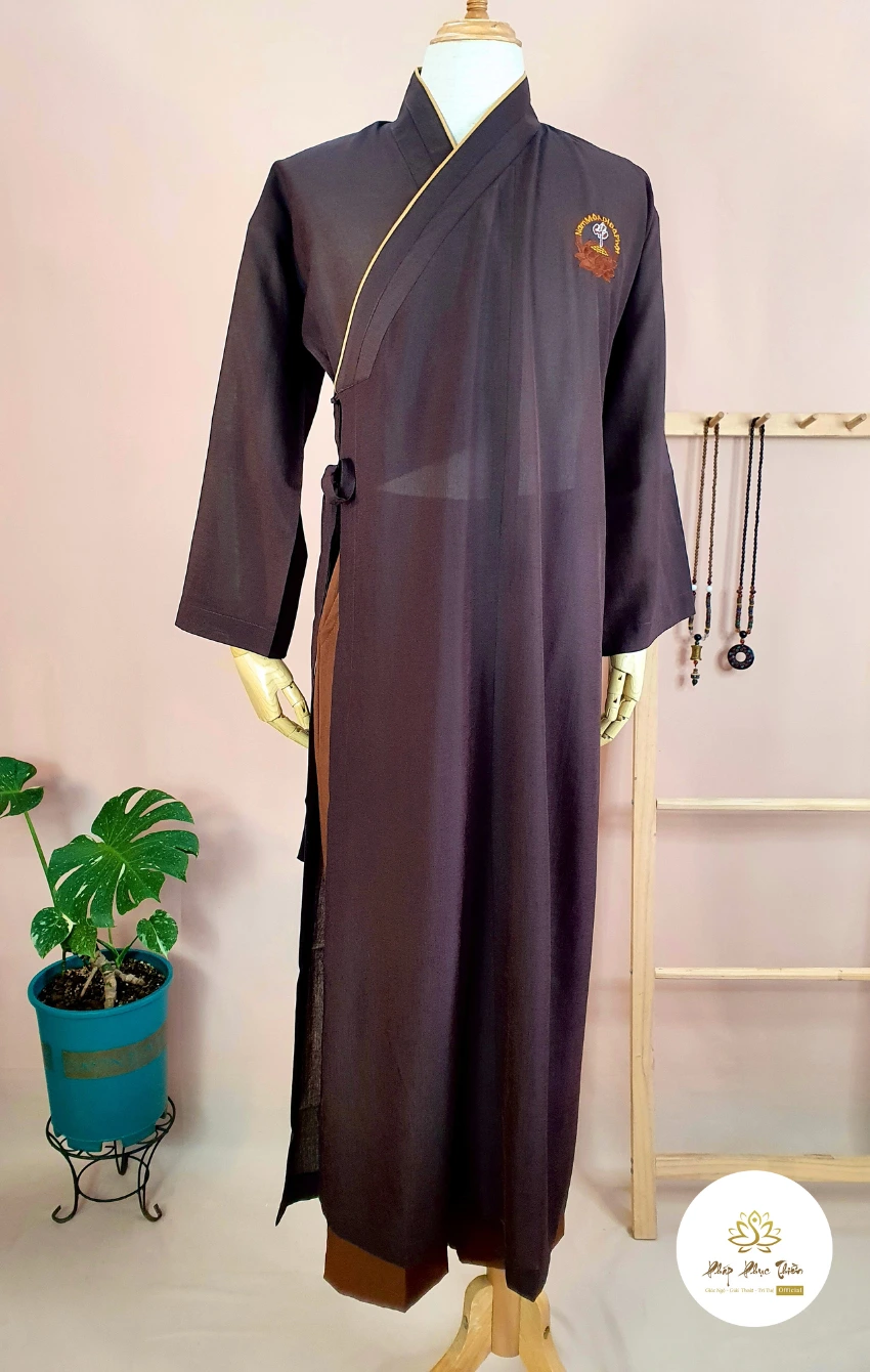 Áo tràng nâu vài Silk Đài Loan Cao Cấp