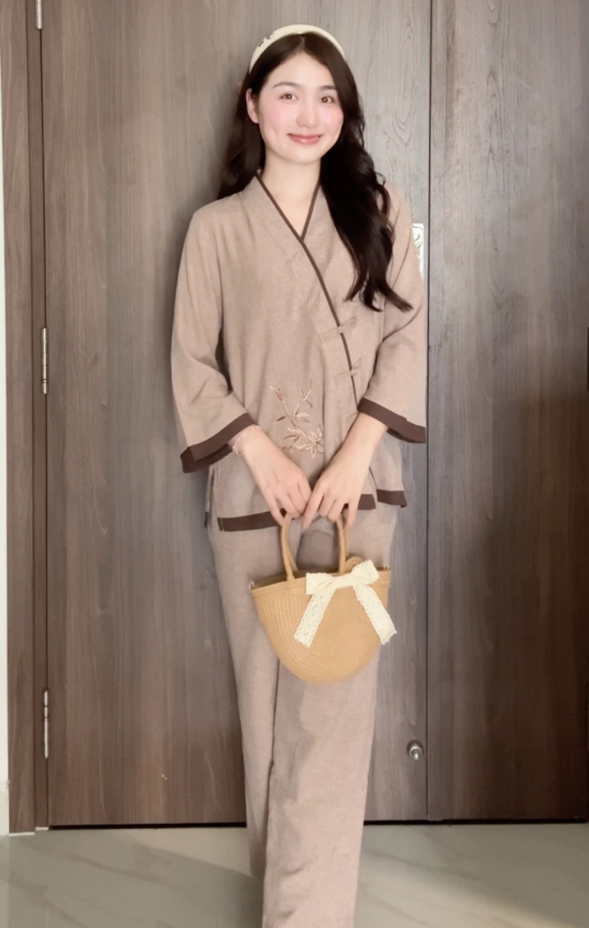 đồ lam nhật xéo vài Linen