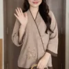 pháp phục nữ chất vải linen ấn