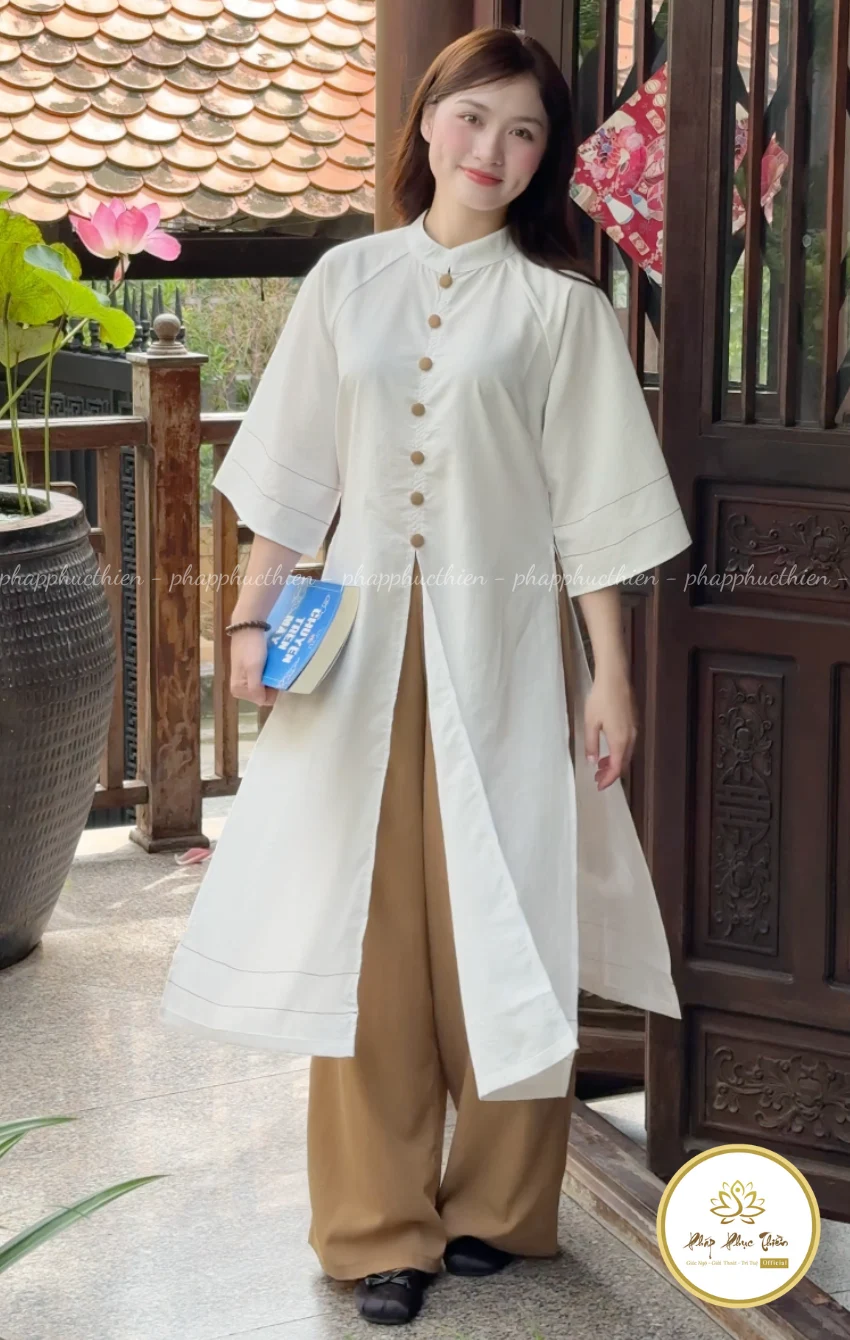 Pháp phục Áo Dài Cách Tân Nút Kem