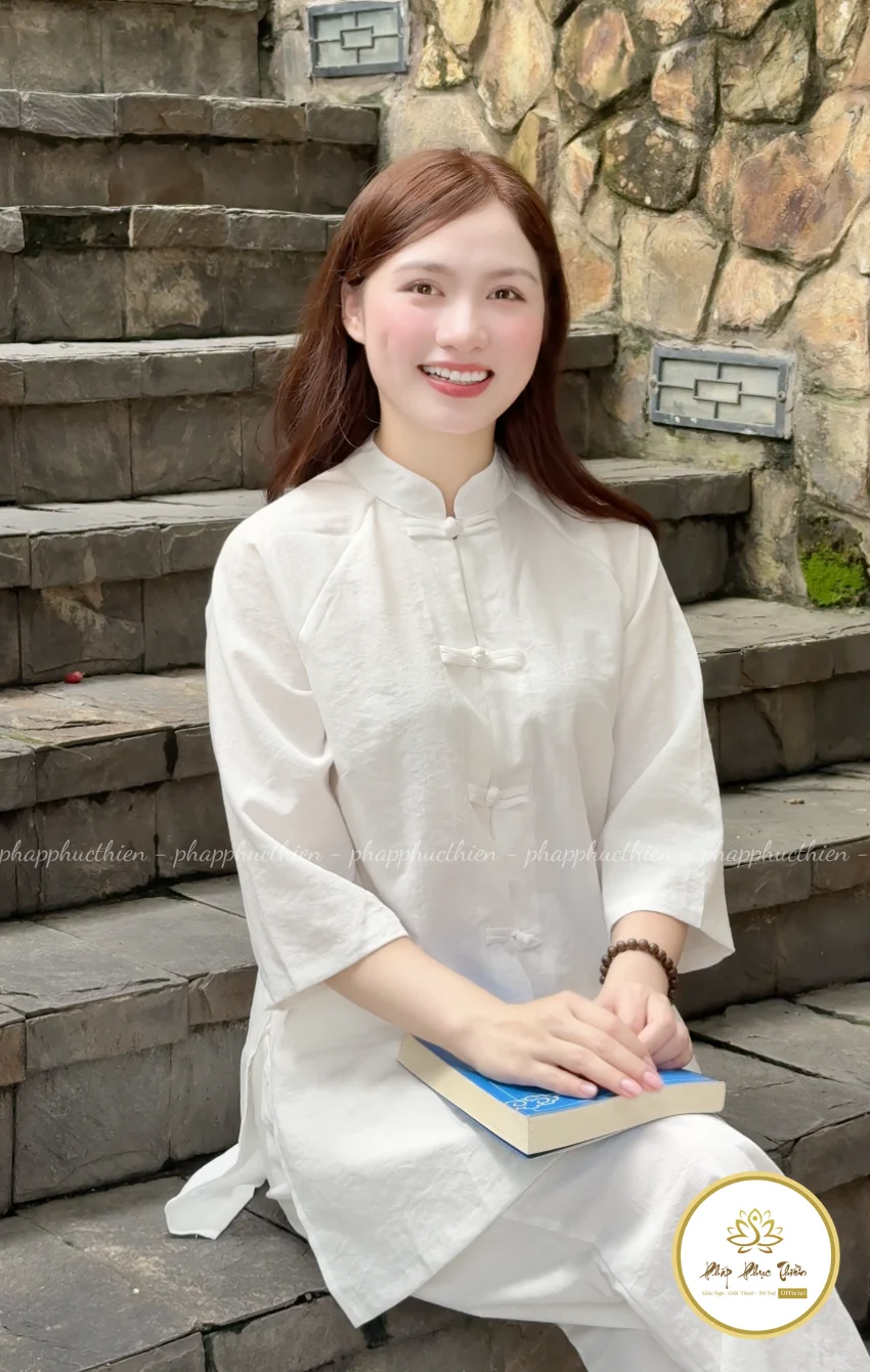 Pháp Phục Cổ Tàu Tà Dài Màu Trắng