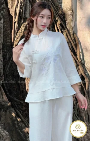 Pháp Phục Liên Hoa Sen Màu Trắng