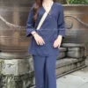 Pháp Phục Nhật Nữ Vạt Xéo Màu Xanh Coban
