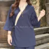 Pháp Phục Nhật Nữ Vạt Xéo Màu Xanh Coban