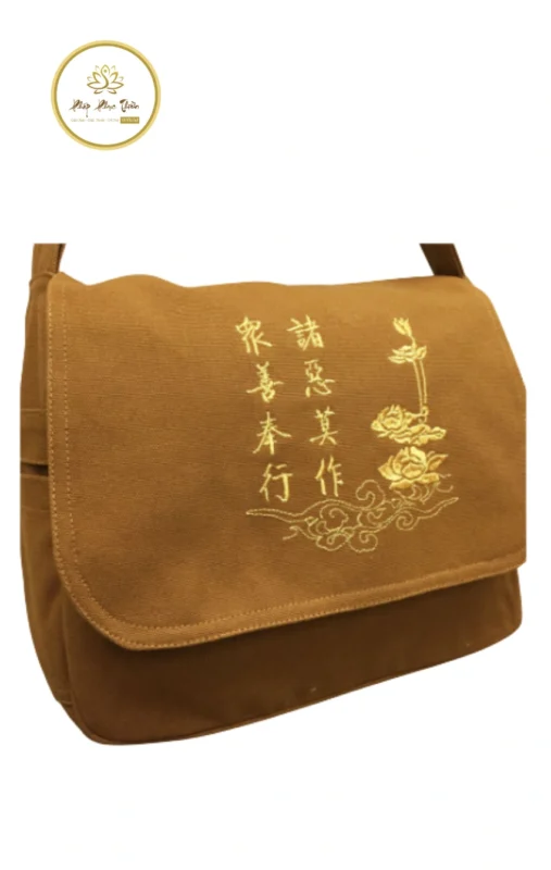 Tui-di-chua-cao-cap 21 - Pháp Phục Thiền Túi Đeo Chéo Đi Chùa Màu Vàng