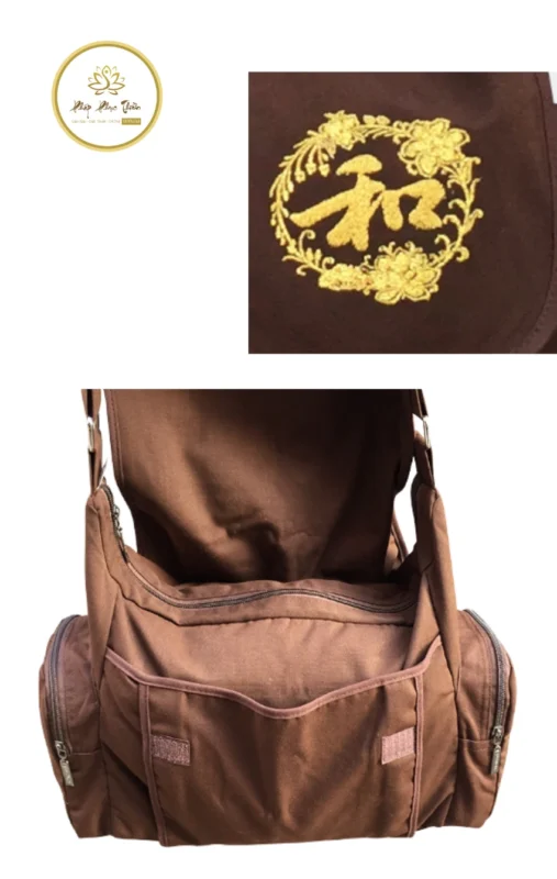 tui-deo-cheo-di-chua-3 - Pháp Phục Thiền Túi Đeo Chéo Đi Chùa Màu Nâu