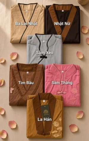 Pháp Phục Đồ Lam Đi Chùa Chất Kate Các Mẫu